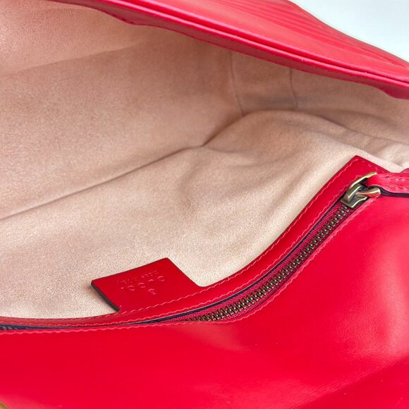 Gucci Red Leather Medium Marmont Shoulder Bag Crossbody - Picture 8 of 8